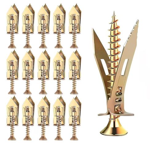 100 قطعة من مراسي الحوائط الجافة ذاتية الحفر مع مجموعة مسامير، 50 مرساة و50 براغي، لا حاجة للحفر للاستخدام المنزلي من ألواح الحوائط الجافة in Kuwait