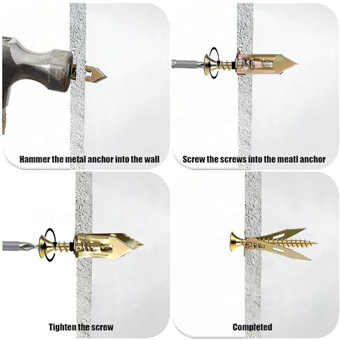 مثبتات الحوائط الجافة مع مجموعة براغي، حفر ذاتي، 3 أحجام، إجمالي 50 قطعة، مثبتات جدارية من الألواح الصخرية وأظافر لتعليق الصور، رف الكتب، ديكور المنزل، مجموعة مراسي التمدد والمسامير (لا حاجة إلى الحفر) in Kuwait