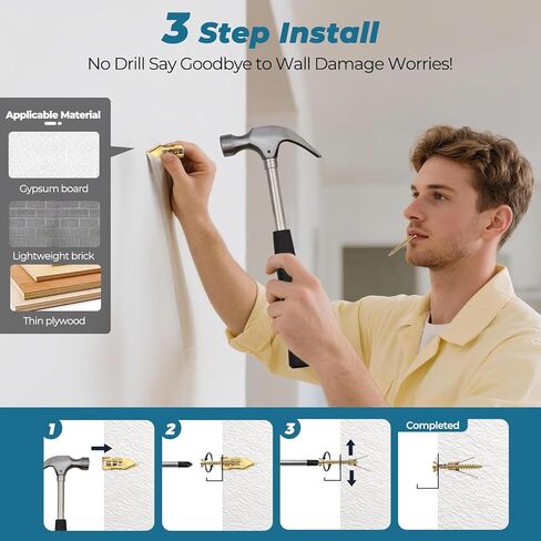 160PCS Upgraded Self Drilling Drywall Anchors with Screws Kit - 80 Corrosion-Resistant Zinc Winged Anchors + 80 Screws for Sheetrock/Gypsum Board/Hollow Walls, No Drill, Making Anchoring Easy in Saudi Arabia
