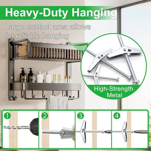Twidec/Drilling Drywall Anchors and Screws Assortment Kit and Heavy Duty Toggle Bolts,8 Size Metal/Plastic Dry Wall Anchors 165PCS for Bedroom,Office Wall Art Decor,Brick and Cement Walls in Saudi Arabia