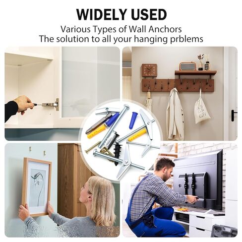 Twidec/Drilling Drywall Anchors and Screws Assortment Kit and Heavy Duty Toggle Bolts,8 Size Metal/Plastic Dry Wall Anchors 165PCS for Bedroom,Office Wall Art Decor,Brick and Cement Walls in Saudi Arabia