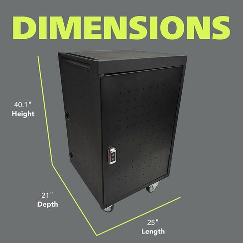 Pearington 20 Device Mobile Charging and Storage Cart for iPads, Chromebooks and Laptop Computers, Up To 17-Inch Screen Size, Surge Protection, Front & Back Access Locking Cabinet, Black in Kuwait