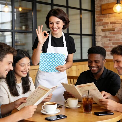 Large PU Leather Waitress Server Book, Retro Checkerboard Check Holder Organizer with Zipper Pockets, Pen Holder & Apron Loop in Saudi Arabia