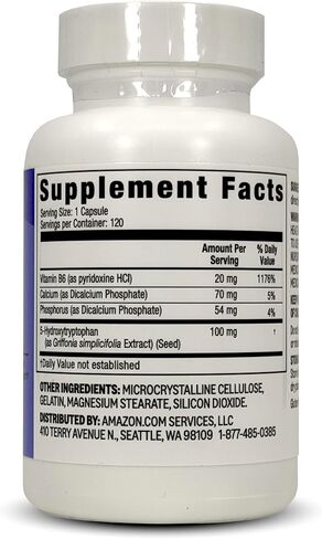 Amazon Basics 5-HTP with B6 Capsules, 100 mg 120 Count in Saudi Arabia