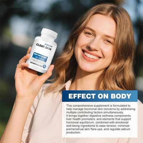 Hormonal Acne Treatment, Clear Skin Supplement, 5-HTP, Nature DIM Supplement, Skin Care Vitamins, Hormone Balance, Daily Using 2 Capsules, 90 Capsules. (Milk) in Saudi Arabia