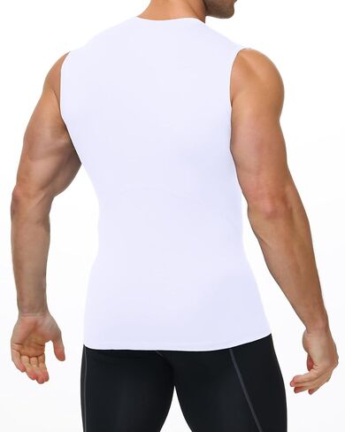 Mens Sleeveless Compression Shirt Athletic Workout Tank Top Quick Dry Muscle Base Layer Undershirt Gym Running in Saudi Arabia