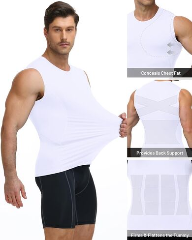 Mens Sleeveless Compression Shirt Athletic Workout Tank Top Quick Dry Muscle Base Layer Undershirt Gym Running in Saudi Arabia