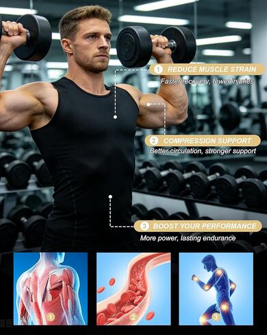 Mens Sleeveless Compression Shirt Athletic Workout Tank Top Quick Dry Muscle Base Layer Undershirt Gym Running in Saudi Arabia