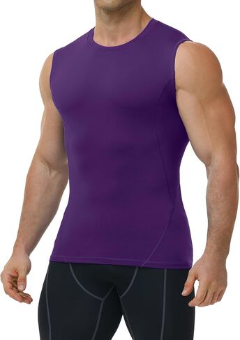 Mens Sleeveless Compression Shirt Athletic Workout Tank Top Quick Dry Muscle Base Layer Undershirt Gym Running in Saudi Arabia
