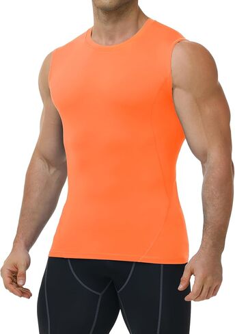 Mens Sleeveless Compression Shirt Athletic Workout Tank Top Quick Dry Muscle Base Layer Undershirt Gym Running in Saudi Arabia