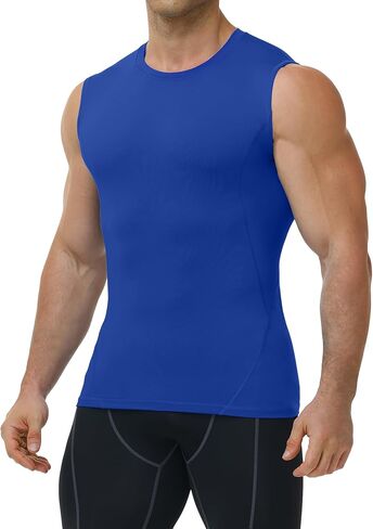 Mens Sleeveless Compression Shirt Athletic Workout Tank Top Quick Dry Muscle Base Layer Undershirt Gym Running in Saudi Arabia