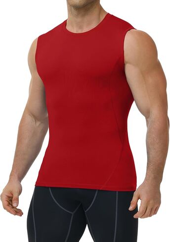 Mens Sleeveless Compression Shirt Athletic Workout Tank Top Quick Dry Muscle Base Layer Undershirt Gym Running in Saudi Arabia