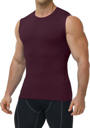 Mens Sleeveless Compression Shirt Athletic Workout Tank Top Quick Dry Muscle Base Layer Undershirt Gym Running in Saudi Arabia