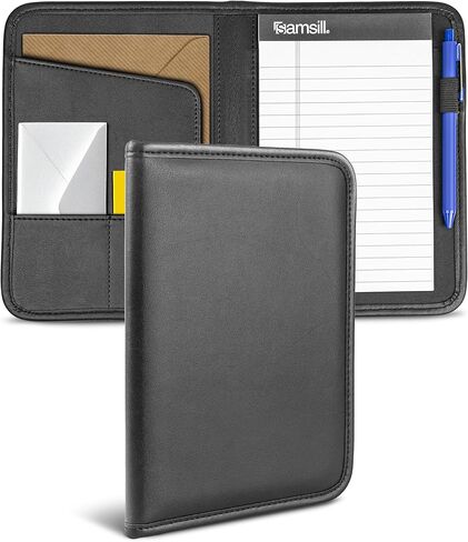 Samsill Professional Padfolio, Faux-Leather Mini Portfolio, with 5 x 8 Writing Pad, Black in Kuwait