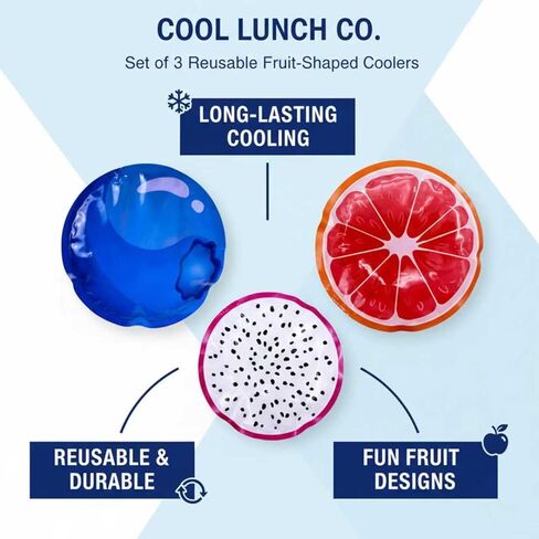 Lunch Ice Pack- Reusable Ice Packs for Cooler and Lunch Box - Long Lasting, Lightweight, Soft Gel Ice Packs for Camping, Beach Bags, Picnics, （3 Pcs ） in Kuwait