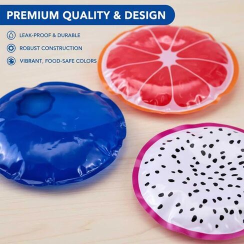 Lunch Ice Pack- Reusable Ice Packs for Cooler and Lunch Box - Long Lasting, Lightweight, Soft Gel Ice Packs for Camping, Beach Bags, Picnics, （3 Pcs ） in Kuwait