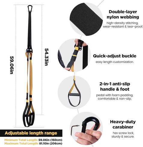 Heavy Duty Wall Mount Pull Up Bar with Adjustable Nylon Resistance Straps, Full Welded Reinforced Carbon Steel Bar for Indoor Outdoor Home Gym Full Body Strength Training in Kuwait