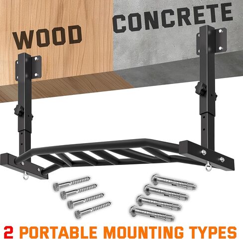 48" Joist Mounted Pull Up Bar, 600LBS Heavy Duty Multi Grip Ceiling Mount Chin Up Bar, Ceiling Beam for Home Gym/Garage/Basement with 5-Height Adjustable& Round Anchors, Easy to Install in Kuwait