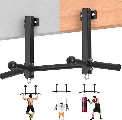 Joist Mounted Pull Up Bar, 650lbs Heavy Duty Strength Training Pullup Bars, Multi-Grip Chin Up Bar for Home Gym, Garage & Basement Ceiling Beam Installation in Kuwait
