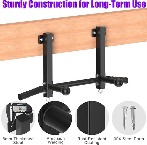Joist Mounted Pull Up Bar, 650lbs Heavy Duty Strength Training Pullup Bars, Multi-Grip Chin Up Bar for Home Gym, Garage & Basement Ceiling Beam Installation in Kuwait