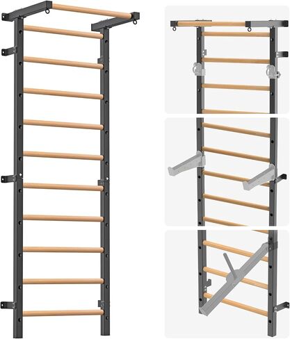 Swedish Stall Bars 2"x2" with 1" Holes, Wall Mounted Wood Gym Ladder for Suspension Training, Home Gym, Calisthenics, Physical Therapy, School & Clinic in Kuwait