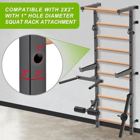 Swedish Stall Bars 2"x2" with 1" Holes, Wall Mounted Wood Gym Ladder for Suspension Training, Home Gym, Calisthenics, Physical Therapy, School & Clinic in Saudi Arabia