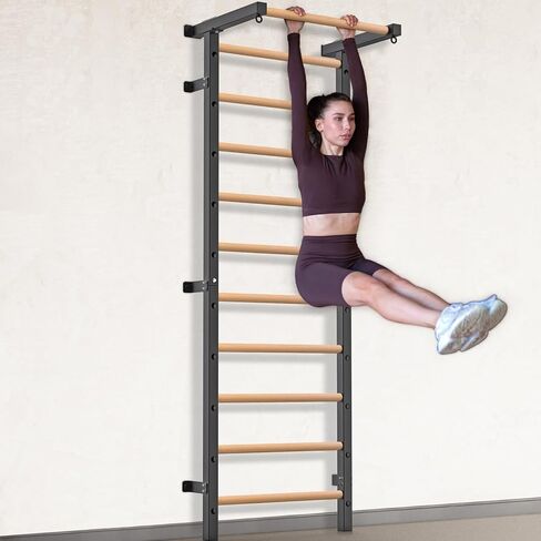 Swedish Stall Bars 2"x2" with 1" Holes, Wall Mounted Wood Gym Ladder for Suspension Training, Home Gym, Calisthenics, Physical Therapy, School & Clinic in Saudi Arabia
