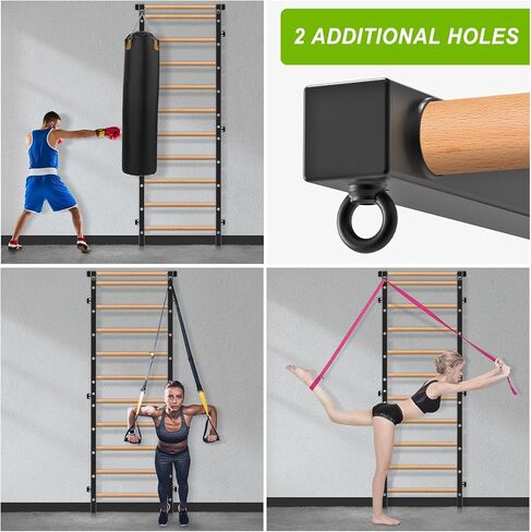 Swedish Stall Bars 2"x2" with 1" Holes, Wall Mounted Wood Gym Ladder for Suspension Training, Home Gym, Calisthenics, Physical Therapy, School & Clinic in Saudi Arabia