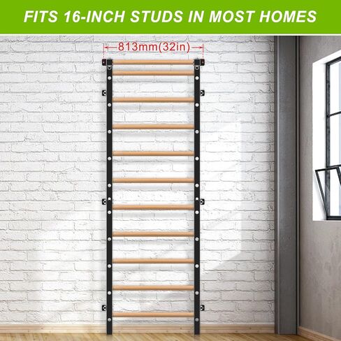 Swedish Stall Bars 2"x2" with 1" Holes, Wall Mounted Wood Gym Ladder for Suspension Training, Home Gym, Calisthenics, Physical Therapy, School & Clinic in Saudi Arabia