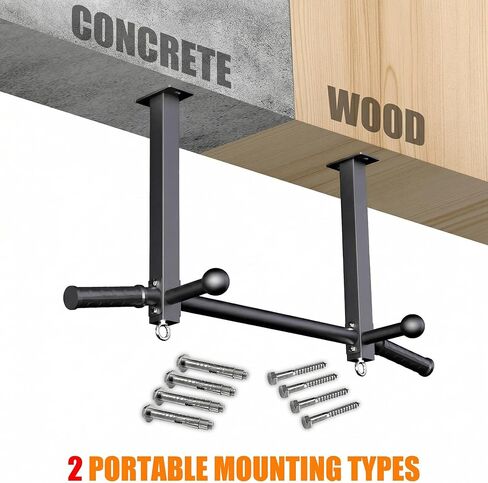 Pull Up Bar Ceiling Mount, 600LBS Heavy Duty Multi Grip Chin Up Bar, 16" Rafter PullUp Bar, Ceiling Beam for Gym/Garage/Basement with Ball Finger & Round Anchors, Easy to Install-Black in Kuwait