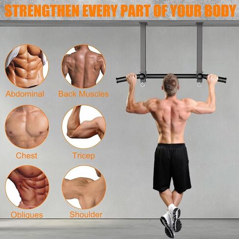 Pull Up Bar Ceiling Mount, 600LBS Heavy Duty Multi Grip Chin Up Bar, 16" Rafter PullUp Bar, Ceiling Beam for Gym/Garage/Basement with Ball Finger & Round Anchors, Easy to Install-Black in Kuwait