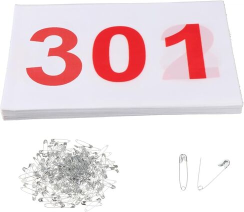 100 Pieces Race Bibs Running Numbers Numbers Athlete Bibs Polyester Pongee Material Easy Attachment Suitable for School Sports Day in Kuwait
