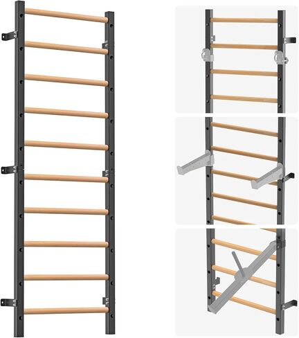 Swedish Stall Bars 2"x2" with 1" Holes, Wall Mounted Wood Gym Ladder for Suspension Training, Home Gym, Calisthenics, Physical Therapy, School & Clinic in Saudi Arabia