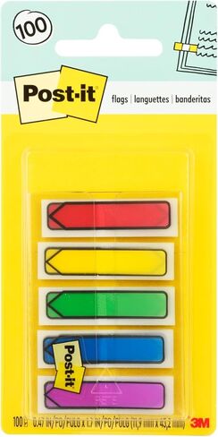 Post-it Arrow Flags, Assorted Primary Colors, .47 in Wide, 100/On-the-Go Dispenser, 1 Dispenser/Pack (684-ARR1) in Kuwait