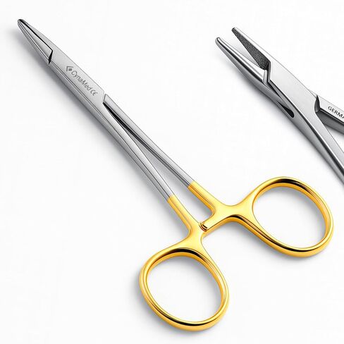 Cynamed TC Mayo Hegar Needle/Suture Holder Driver with Tungsten Carbide Inserts and Gold Rings - Premium Grade Instrument (5.5 in.) in Kuwait