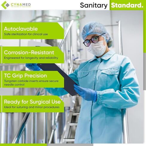 Cynamed TC Mayo Hegar Needle/Suture Holder Driver with Tungsten Carbide Inserts and Gold Rings - Premium Grade Instrument (5.5 in.) in Kuwait