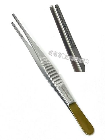 German 1 Each Debakey Forceps Serrated Narrow Tips for Atraumatic Veterinary Microscopy Dissection Comes in Gold Handle 12" in Kuwait