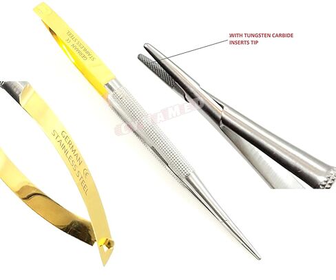 Castro Viejo Micro Needle Holder Needle Drive Straight 15 cm 6 inches withTungsten Carbide Inserts Tip with Lock Premium German Set of 2 Each in Kuwait