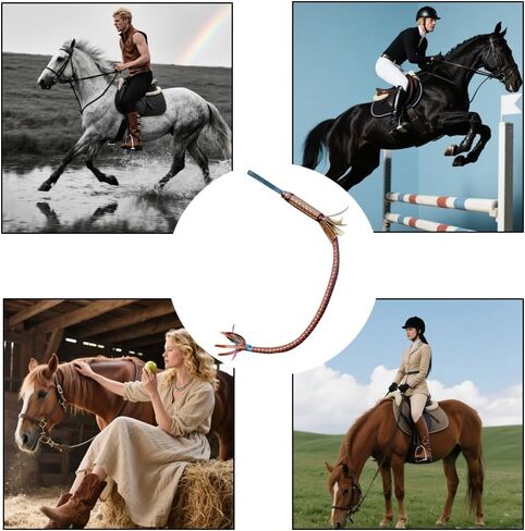 Horse Red Whip Multifunctional 24" Horse Lunge Whip Multiple Scene Usage 15.7" Riding Crop Horse Equipment Whip Leather Whip Lunge Whip for Horse Training in Kuwait