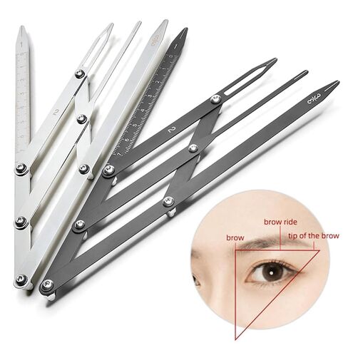 Microblading Stainless Steel Divider Flexible Compass Golden Ratio Eyebrow Measuring Stencil Ruler Brow Mapping Tool Permanent Makeup Measure Symmetrical Tool (Black) in Saudi Arabia