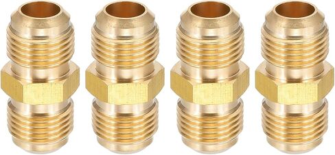 PATIKIL 1/4 Inch Male Flare x 1/4 Inch Male Flare Connector, 4Pcs SAE 45 Degree Brass Adapter Union Tube Coupler Pipe Fitting for Air Gas Line Refrigeration HVAC in Saudi Arabia