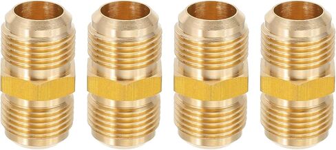 PATIKIL 1/4 Inch Male Flare x 1/4 Inch Male Flare Connector, 4Pcs SAE 45 Degree Brass Adapter Union Tube Coupler Pipe Fitting for Air Gas Line Refrigeration HVAC in Saudi Arabia