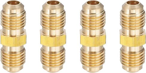 PATIKIL 1/4 Inch Male Flare x 1/4 Inch Male Flare Connector, 4Pcs SAE 45 Degree Brass Adapter Union Tube Coupler Pipe Fitting for Air Gas Line Refrigeration HVAC in Saudi Arabia
