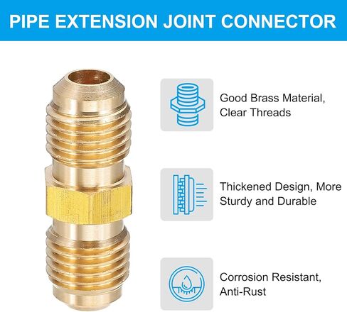 PATIKIL 1/4 Inch Male Flare x 1/4 Inch Male Flare Connector, 4Pcs SAE 45 Degree Brass Adapter Union Tube Coupler Pipe Fitting for Air Gas Line Refrigeration HVAC in Saudi Arabia