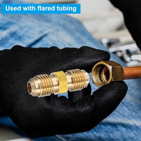 PATIKIL 1/4 Inch Male Flare x 1/4 Inch Male Flare Connector, 4Pcs SAE 45 Degree Brass Adapter Union Tube Coupler Pipe Fitting for Air Gas Line Refrigeration HVAC in Saudi Arabia