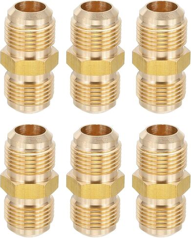 PATIKIL 1/4 Inch Male Flare x 1/4 Inch Male Flare Connector, 4Pcs SAE 45 Degree Brass Adapter Union Tube Coupler Pipe Fitting for Air Gas Line Refrigeration HVAC in Saudi Arabia
