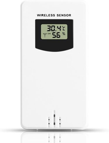 Wireless Temperature Humidity Sensor for Weather Station with 433.92MHz RF and 60m Range Wall Mount or Table Stand Indoor Outdoor (white) in Kuwait