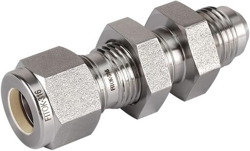 316 Stainless Steel Bulkhead Connector 1/4" Tube OD x 1/4" Male JIC 37° Flare 5000 psi, SS-BCM-FL4-AN4 in Kuwait