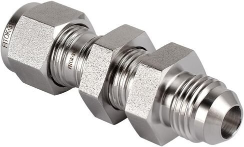 316 Stainless Steel Bulkhead Connector 1/4" Tube OD x 1/4" Male JIC 37° Flare 5000 psi, SS-BCM-FL4-AN4 in Kuwait