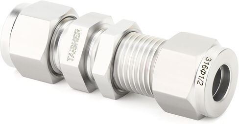 TAISHER 1PCS 316 Stainless Steel Thru-Bulk Bulkhead Compression Tube Pipe Fitting Connector, 1/2" Tube OD x 1/2" Tube OD Straight Adapter in Saudi Arabia